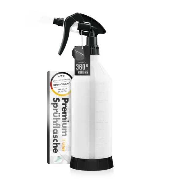 botella de rociador químico negro con el desencadenante del cañón 360° 1L 1 L