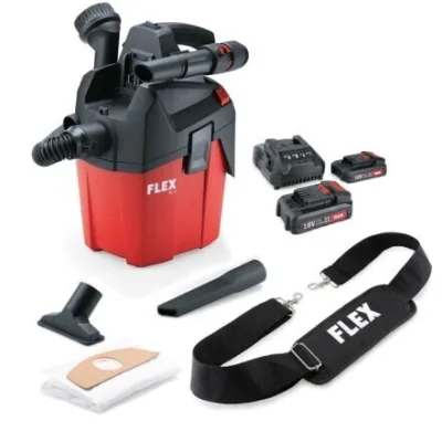 Aspirador compacto a batería FLEX VC 6 L MC 18.0 con batería P-Set 22 Q y cargador rápido