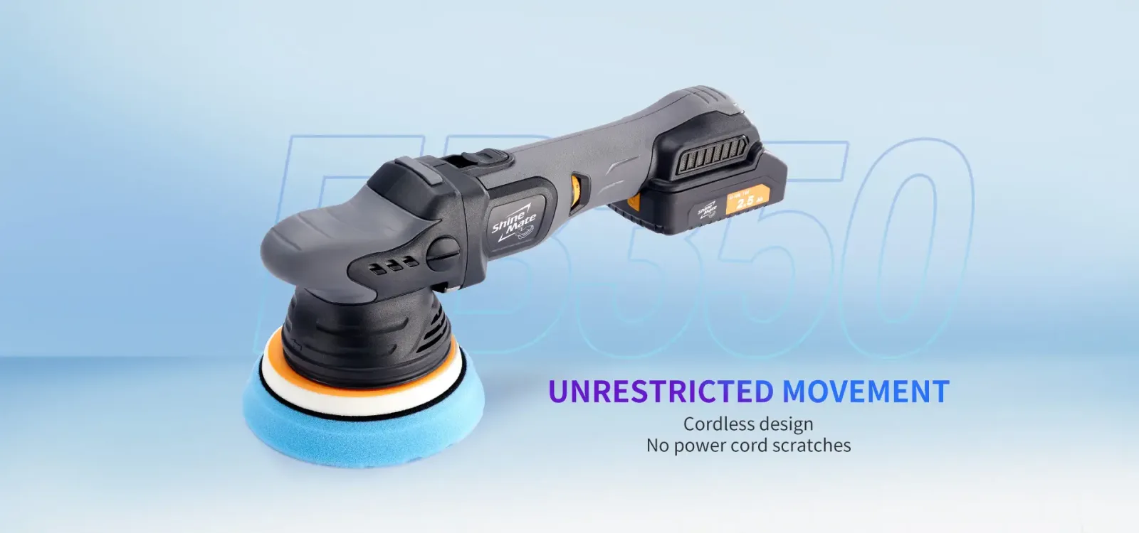 Shinemate EB350-5/9 Cordless Orbital Polisher ampliado