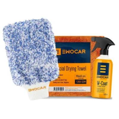 Ewocar W-Coat + Mitt de lavado + Toalla de bucle especial