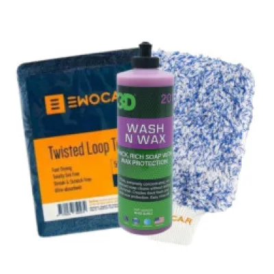 3D Car Care 3D Wash N Wax Shampoo + Guante de lavado + Twisted Loop Towel