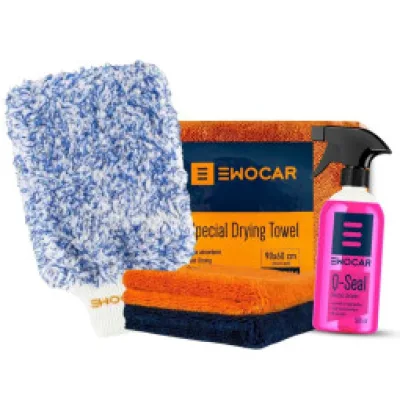 Ewocar Q-Seal + Mitt de lavado + Twisted Loop Towel + Cloth Set