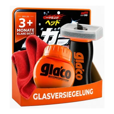 Soft99 cristal Set Glaco Glass Compound Roll On & Roll On Max + paño (3 piezas)
