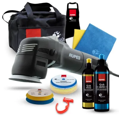 RUPES BigFoot LHR 75E Mini pulidora excéntrica kit de lujo, 13 piezas