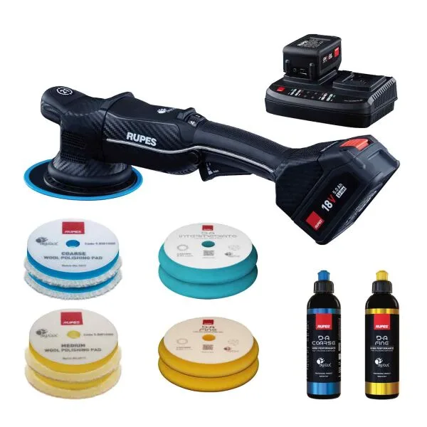 RUPES Pie Grande HLR 21 Akku pulidora excéntrica kit básico 14 piezas ampliado