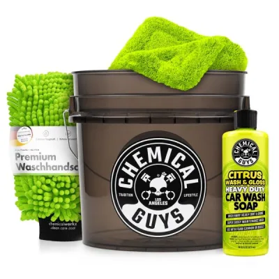 Chemical Guys cubo de lavado Set 16L Citrus Wash & Gloss + accesorios (4 piezas)