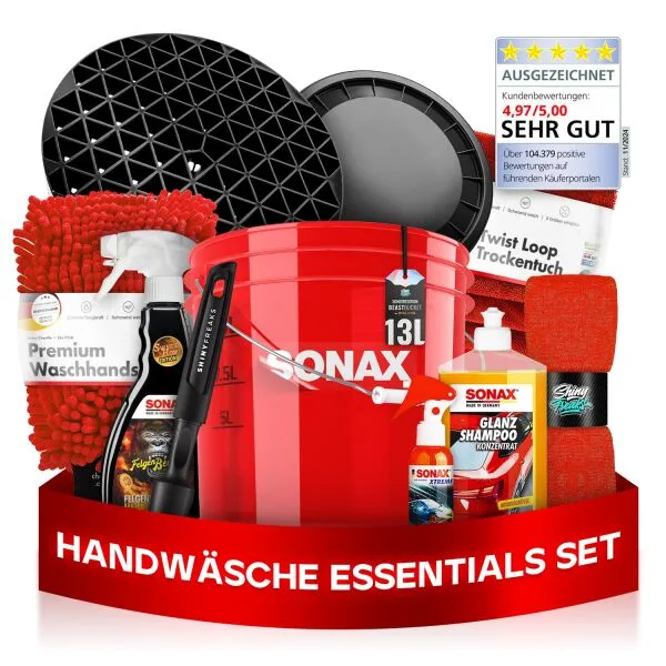 SONAX cubo de lavado-Set 13L GlanzShampoo & FelgenBeast + accesorios (11 piezas) ampliado