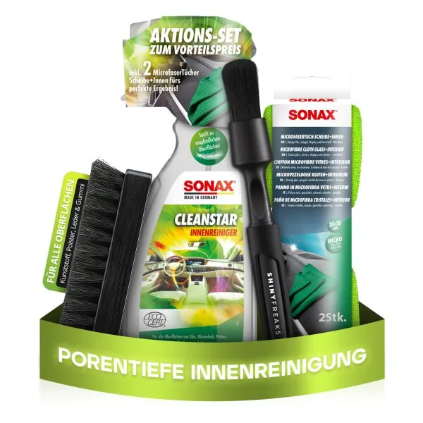 SONAX Innenraum-Set CleanStar 750ml + accesorios (5 piezas)