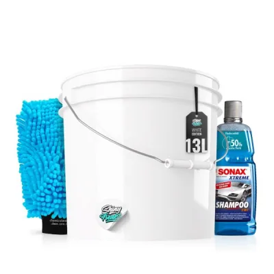 SONAX cubo de lavado-Set 13L Shampoo 2 en 1 + accesorios (4 piezas)