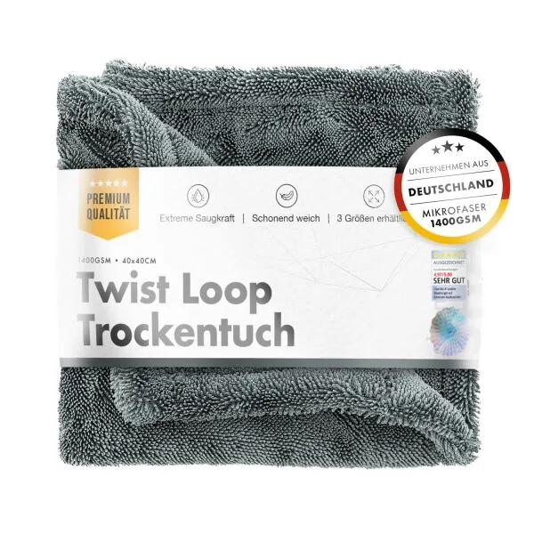 ChemicalWorkz Shark Twisted Loop Towel 1400GSM gris paño de secado ampliado