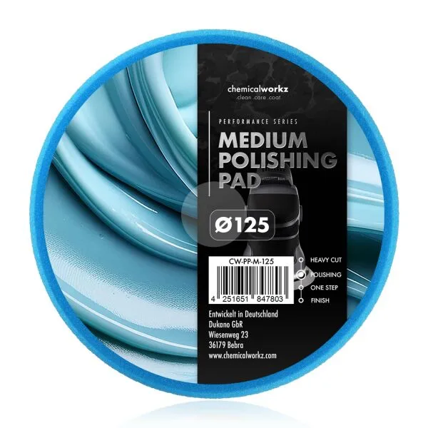 ChemicalWorkz Medium Polishing Performance Pad 125mm azul ampliado