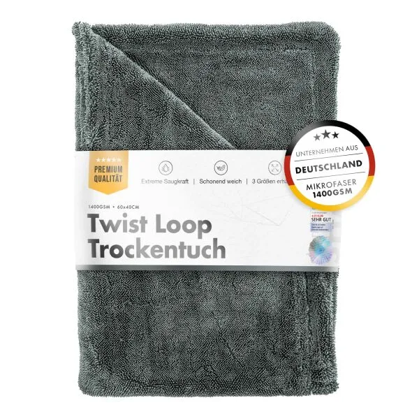 ChemicalWorkz Shark Twisted Loop Towel 1400GSM gris paño de secado ampliado