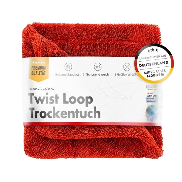 ChemicalWorkz Shark Twisted Loop Towel 1400GSM rojo paño de secado ampliado