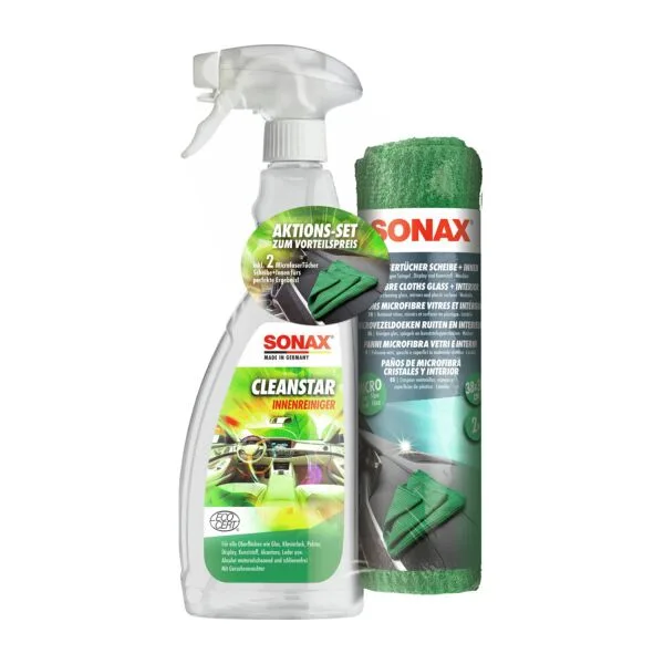 SONAX CleanStar Kit para cristales e interior con microfibras ampliado