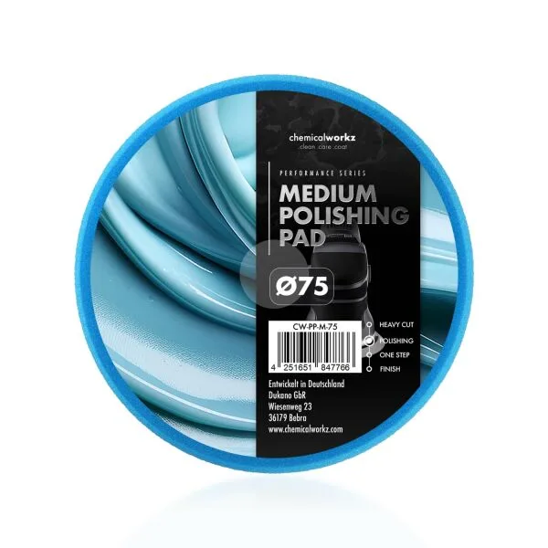 ChemicalWorkz Medium Polishing Performance Pad 75mm azul ampliado