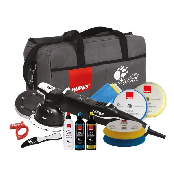RUPES BigFoot LK 900E Zwangs-pulidora excéntrica kit de lujo, 16 piezas