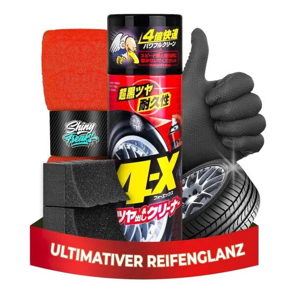 Soft99 Reifenpflege Set 4-X limpiador de neumáticos + accesorios (5 piezas) ampliado