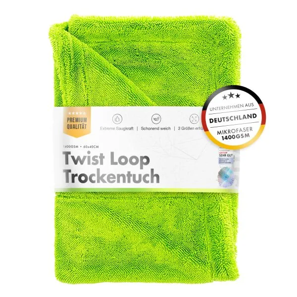 ChemicalWorkz Shark Twisted Loop Towel 1400GSM verde paño de secado ampliado